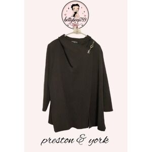 Preston & York Woman Black Asymmetric Wrap Jacket 3X NWT CP727W